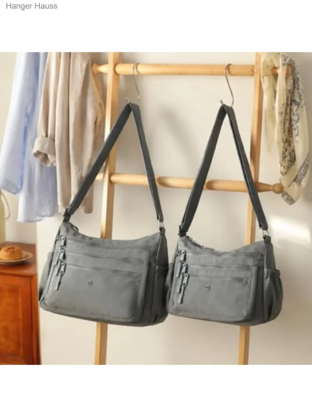 Nylon Crossbody Bag Multi Pocket Purse Women
